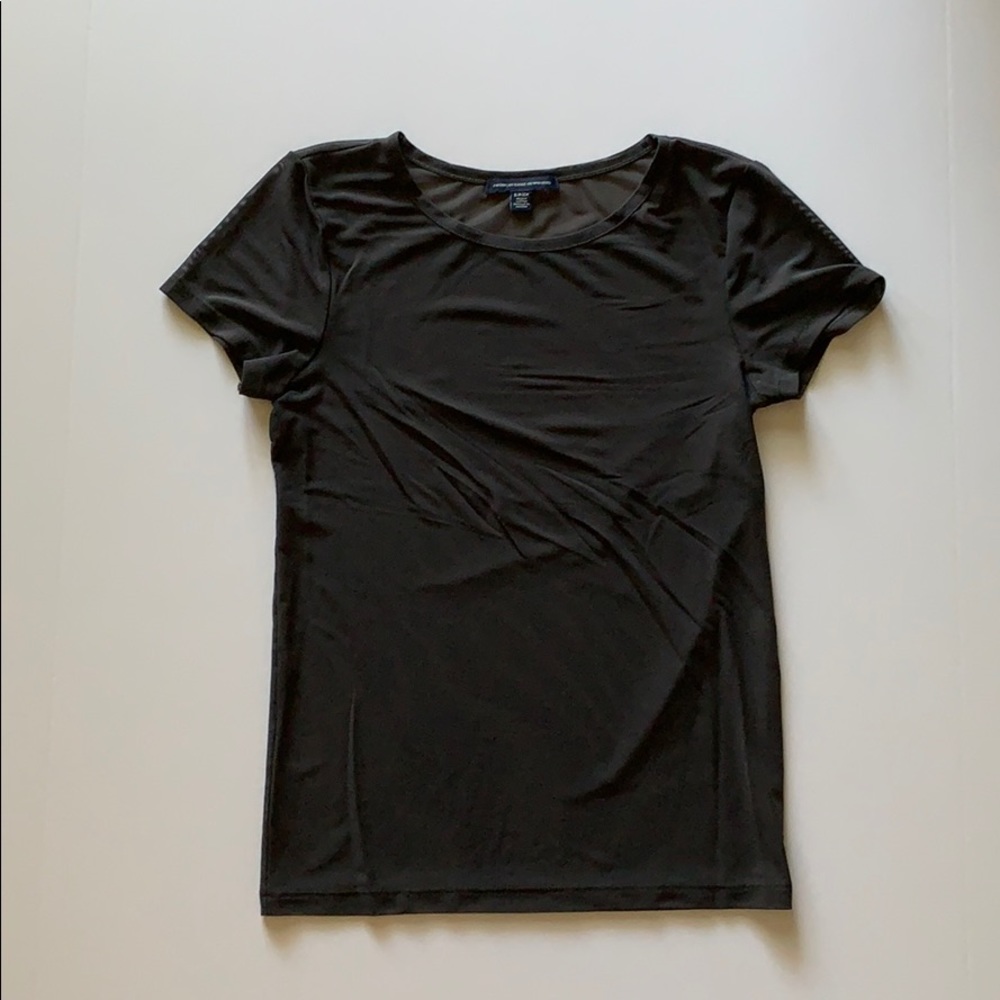 American Eagle Grey Mesh, Sheer Short Sleeve Top S